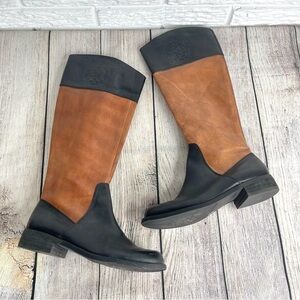 Vince Camuto Black and Brown Leather Kellini Knee High Riding Boots Size 7.5M